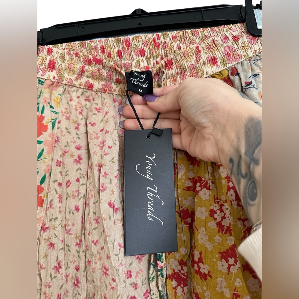 NWT Young Threads Boho Patchwork Asymmetrical Ruf… - image 5